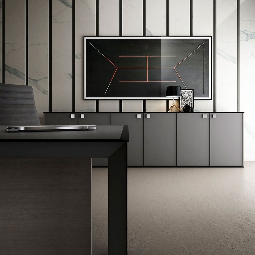 Birou operativ Form Team 45/90 Matte Anthracite Glass / London Grey Walnut